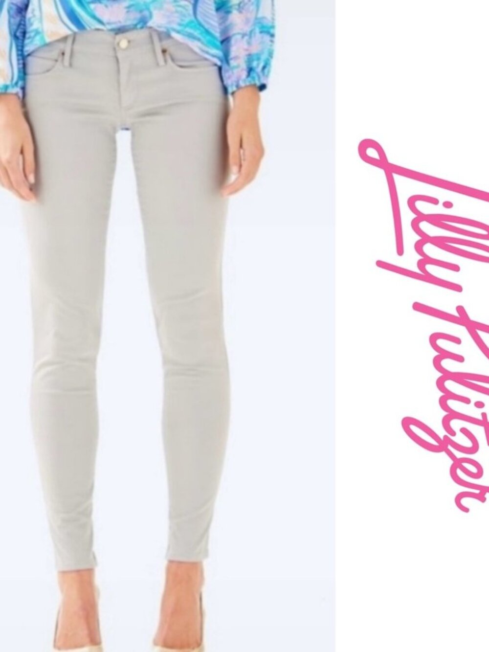 Lilly Pulitzer Worth Skinny Jeans NWT Palm Beach Grey Size 2